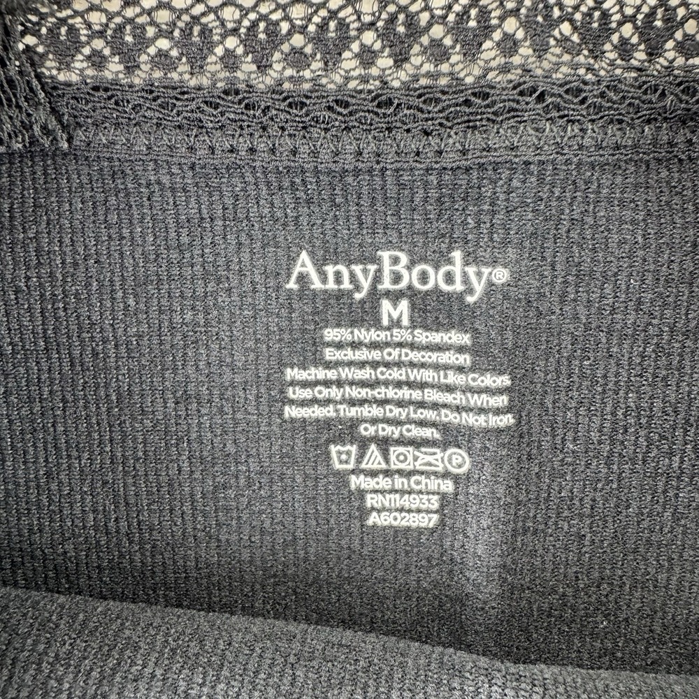 AnyBody Intimates Ribbed Lace Tank Top Medium Black - Picture 4 of 9